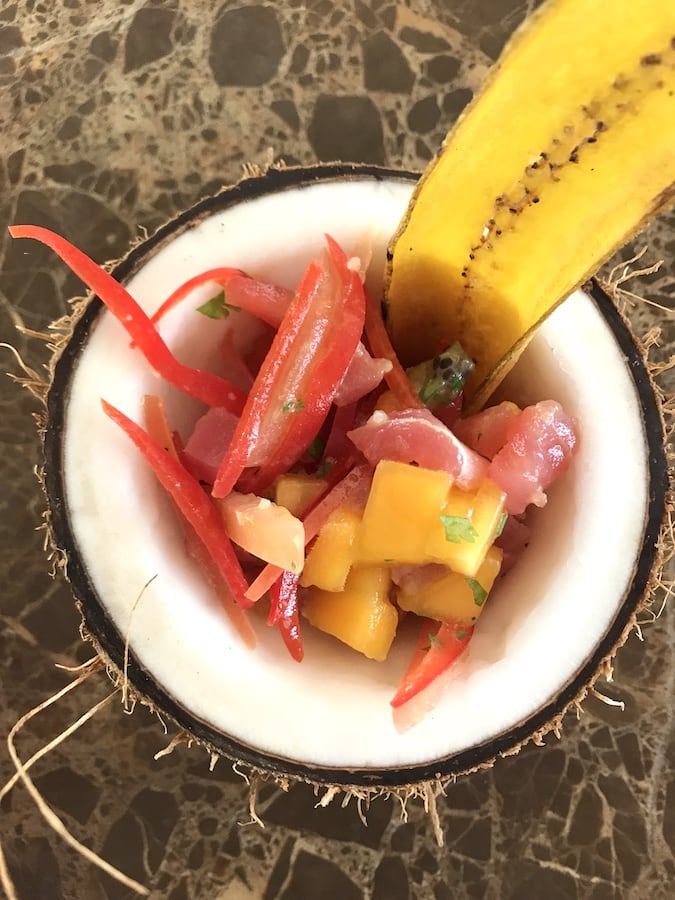 Ceviche with plantain in Punta Cana Dominican Republic 