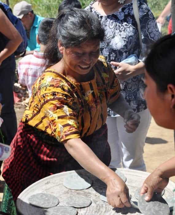 Making blue corn tortillas in Guatemala