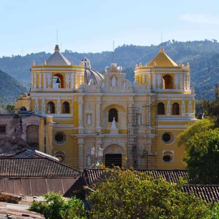 View of La Merced church from the rooftop of my hotel in Antigua Guatemala