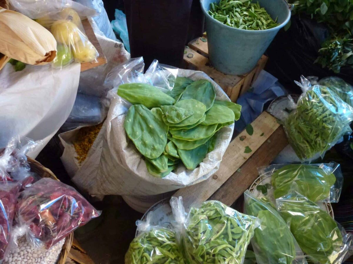 Nopal cactus in Puerto Escondido's Benito Juarez Market.