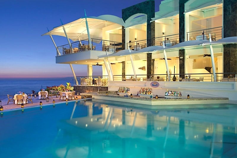 Evening view at Oceana restaurant at Secrets Vallarta Bay.