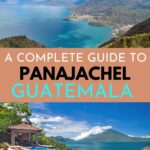 Lake Atitlan and infinity pool at Casa Polopo on Lake Atitlan, Guatemala with text overlay for Pinterest.