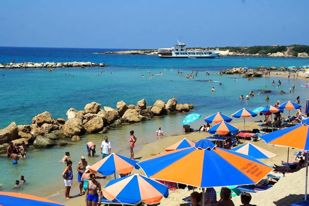 Families at Corallia Beach near Paphos.