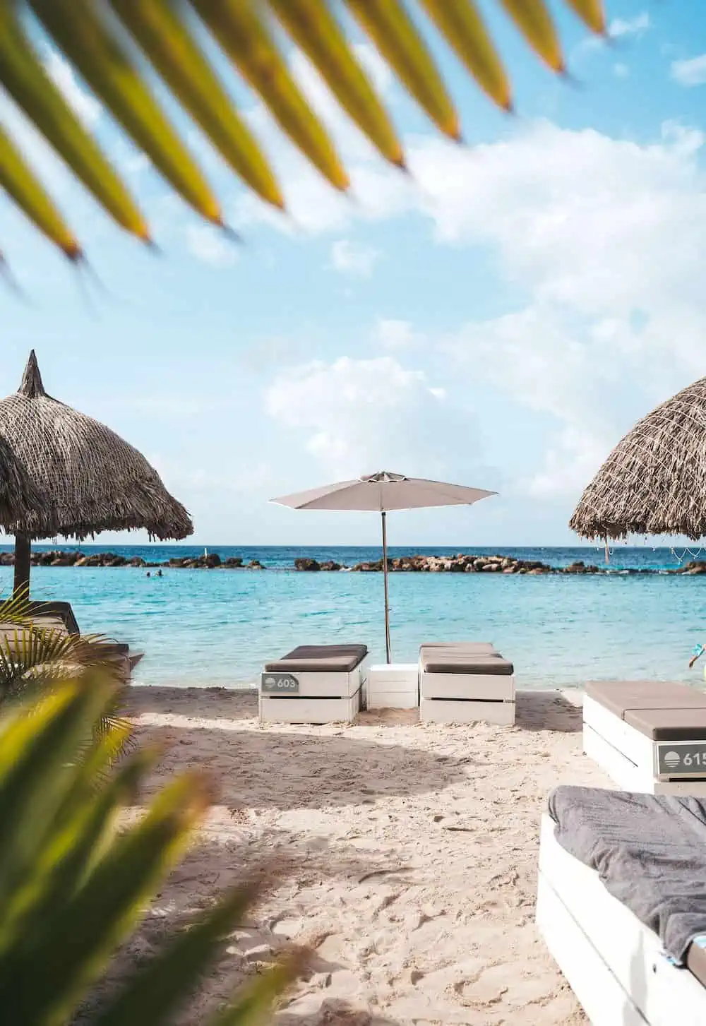 Lounge chairs on the beach at Cabana Beach Club. 