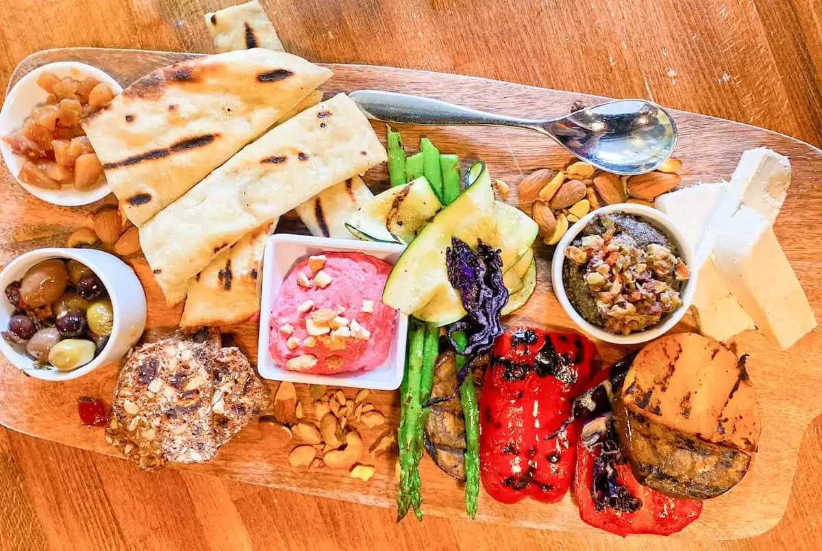 A platter of vegan antipasti.