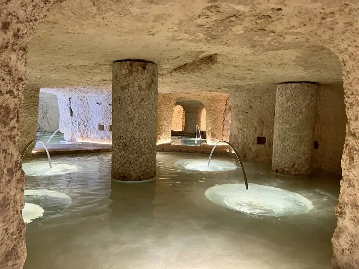 Interior grotto of the hydrotherapy zone.