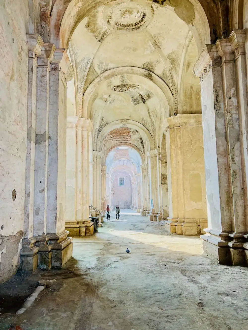 Tourists walking inside La Iglesia de Nuestra Señora del Carmen. 