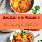 The delicious salt cod dish -- Bacalao a la Vizcaina - is a holiday tradition enjoyed in Guatemala, El Salvador, Mexico and Spain during Semana Santa, Christmas and New Year's #Navidad #fish #Easter #Mexico #guatemala