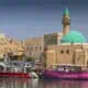 View of port and Old City Akko, Israel.