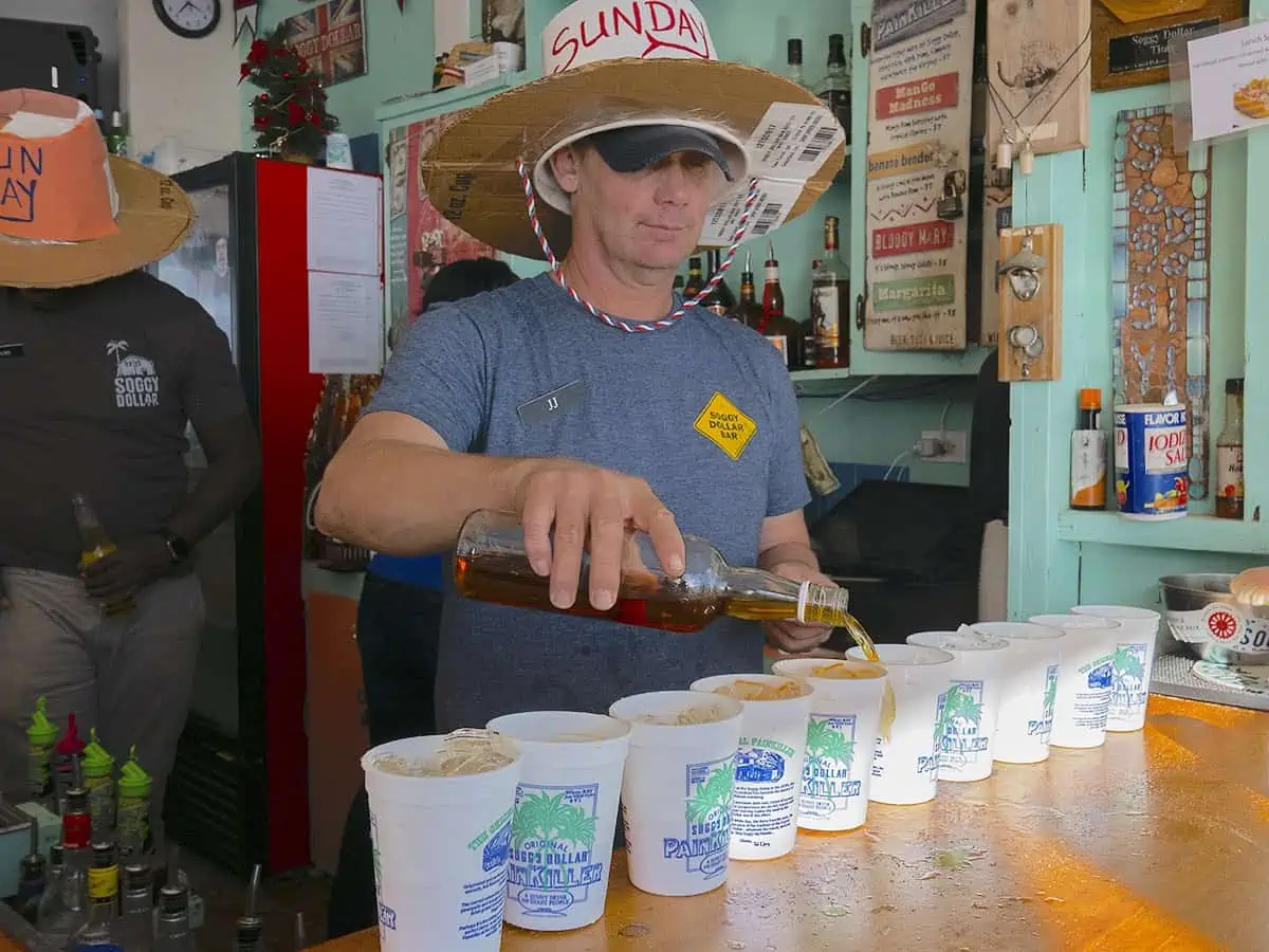 Bartender at Soggy Dollar Bar on BVI.